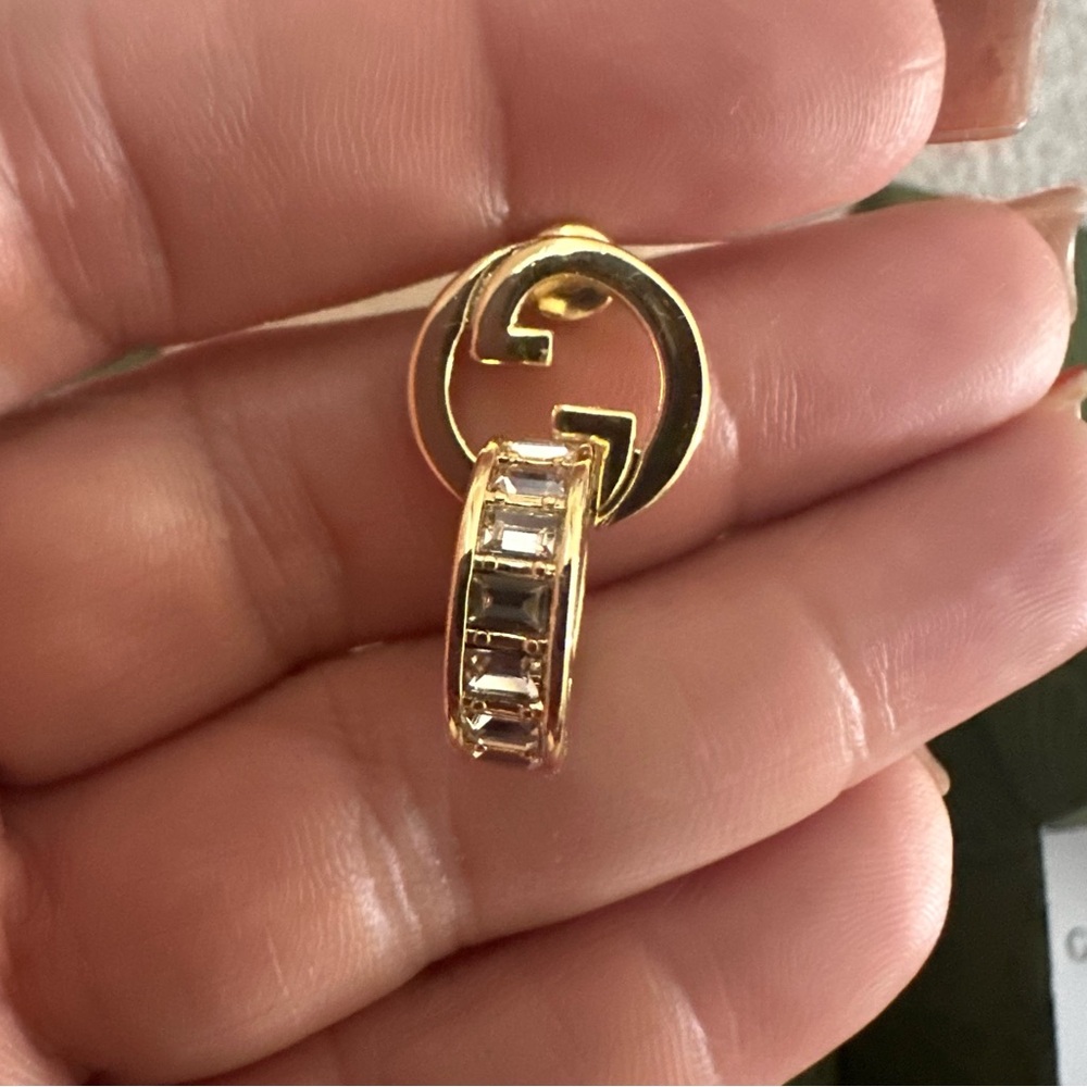 Gucci Blondie Intertwined Gold Crystal Earrings - Picture 5 of 7